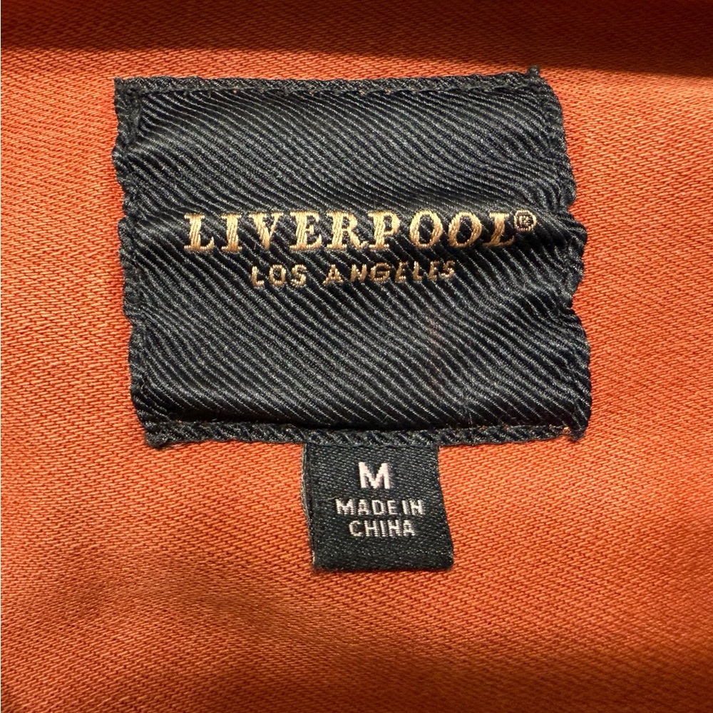 LIVERPOOL CLASSIC BUTTON DOWN JEAN JACKET WITH POCKETS ORANGE RUST SIZE: M - Picture 13 of 16